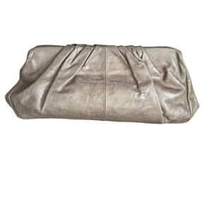 Hobo International Leather Dumpling Clutch W/Strap‎ Purse Handbag Crossbody Grey